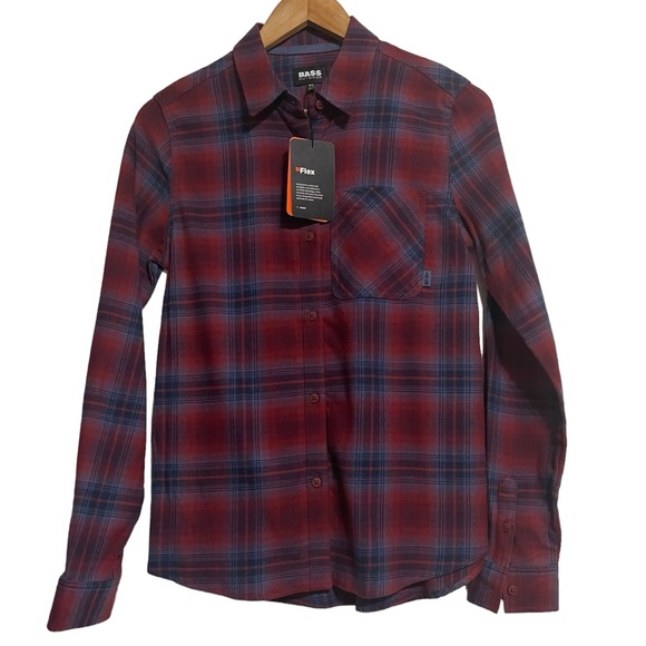 BASS OUTDOOR Women's Expedition Stretch Cotton Flannel Shirt Oxblood XS - Picture 1 of 8